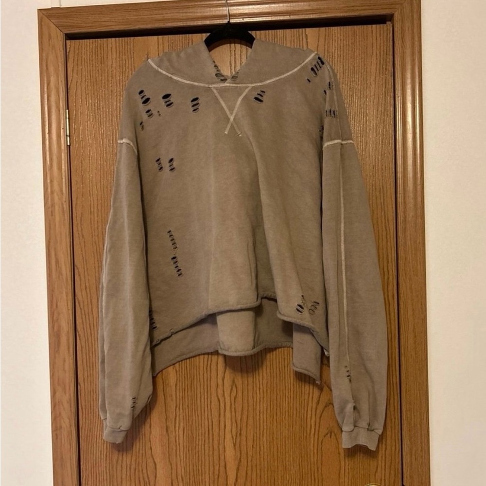 Chelsea DeBoer by Lily & Lottie distressed crop hoodie